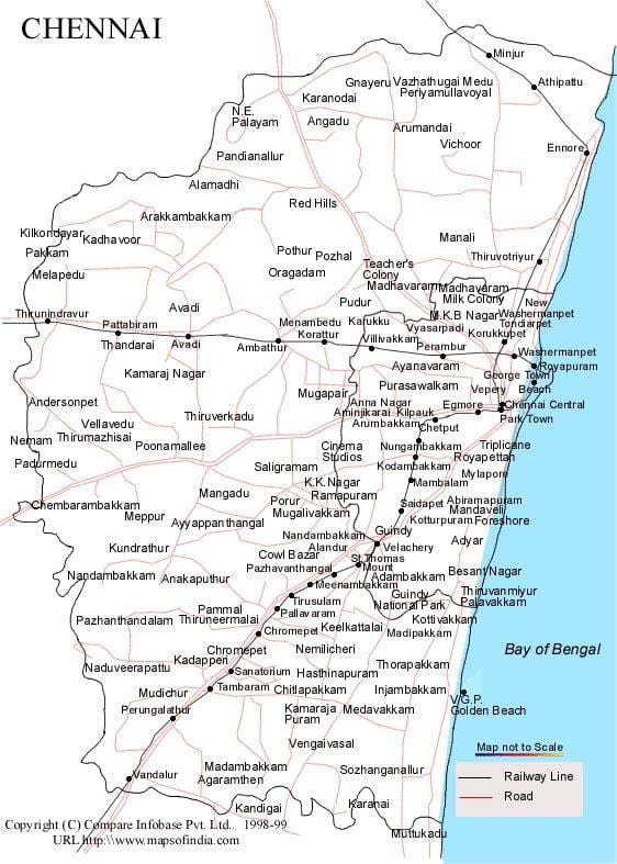 Chennai χάρτης με οδηγίες