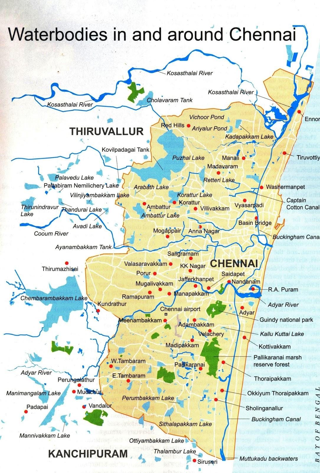 Chennai υδάτινα σώματα χάρτης