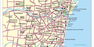 Chennai city χάρτης με δρόμους